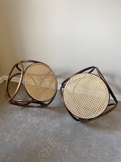 - Bentwood Rattan Stool - One Available