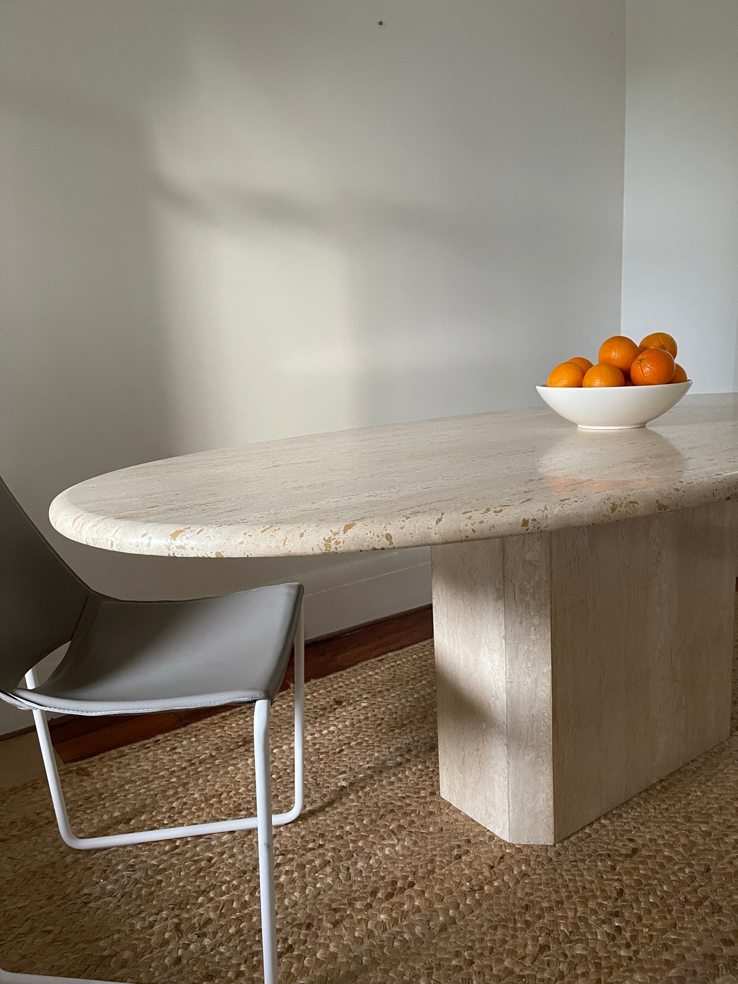 Vintage Oval Travertine Dining Table