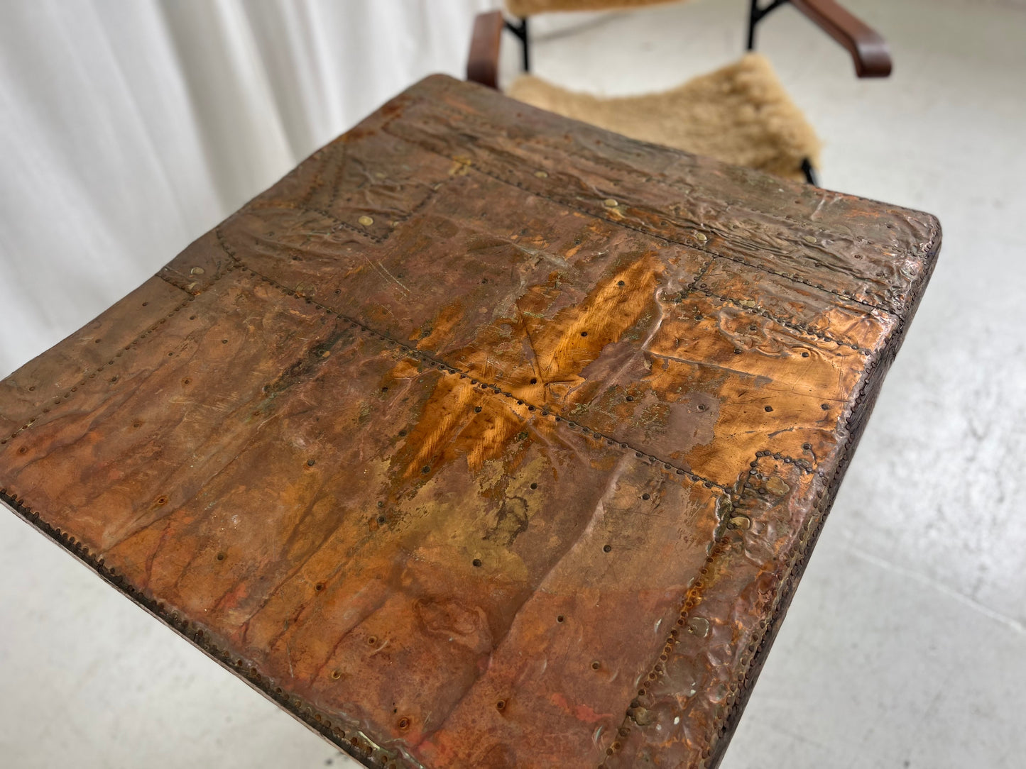 - Vintage Handmade Hammered Copper Table (Table #1)