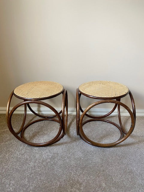 - Bentwood Rattan Stool - One Available