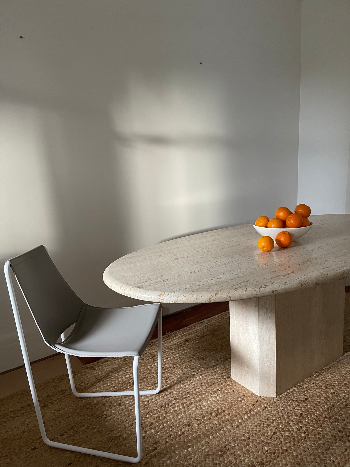Vintage Oval Travertine Dining Table