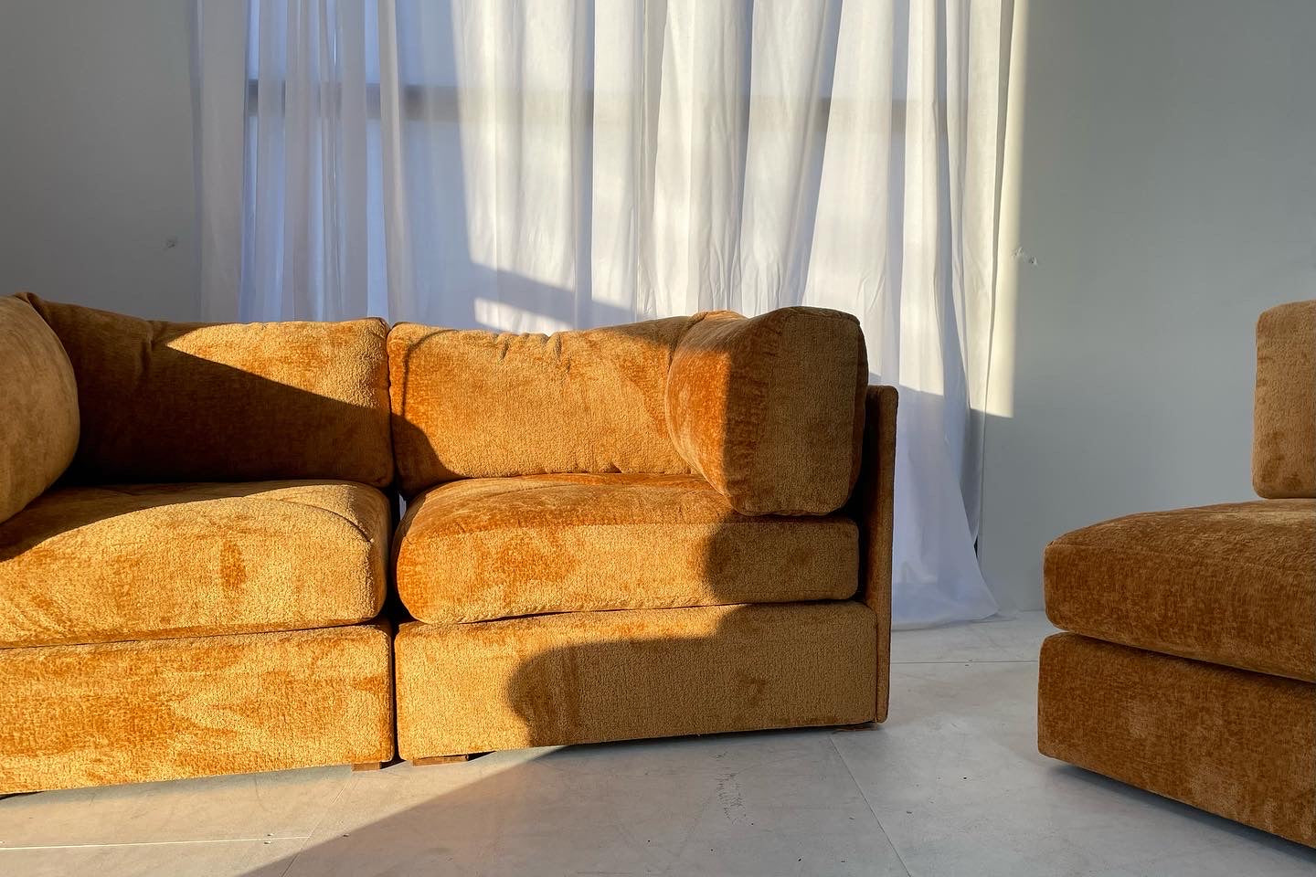 - Burnt Amber Three Piece Modular Sofa