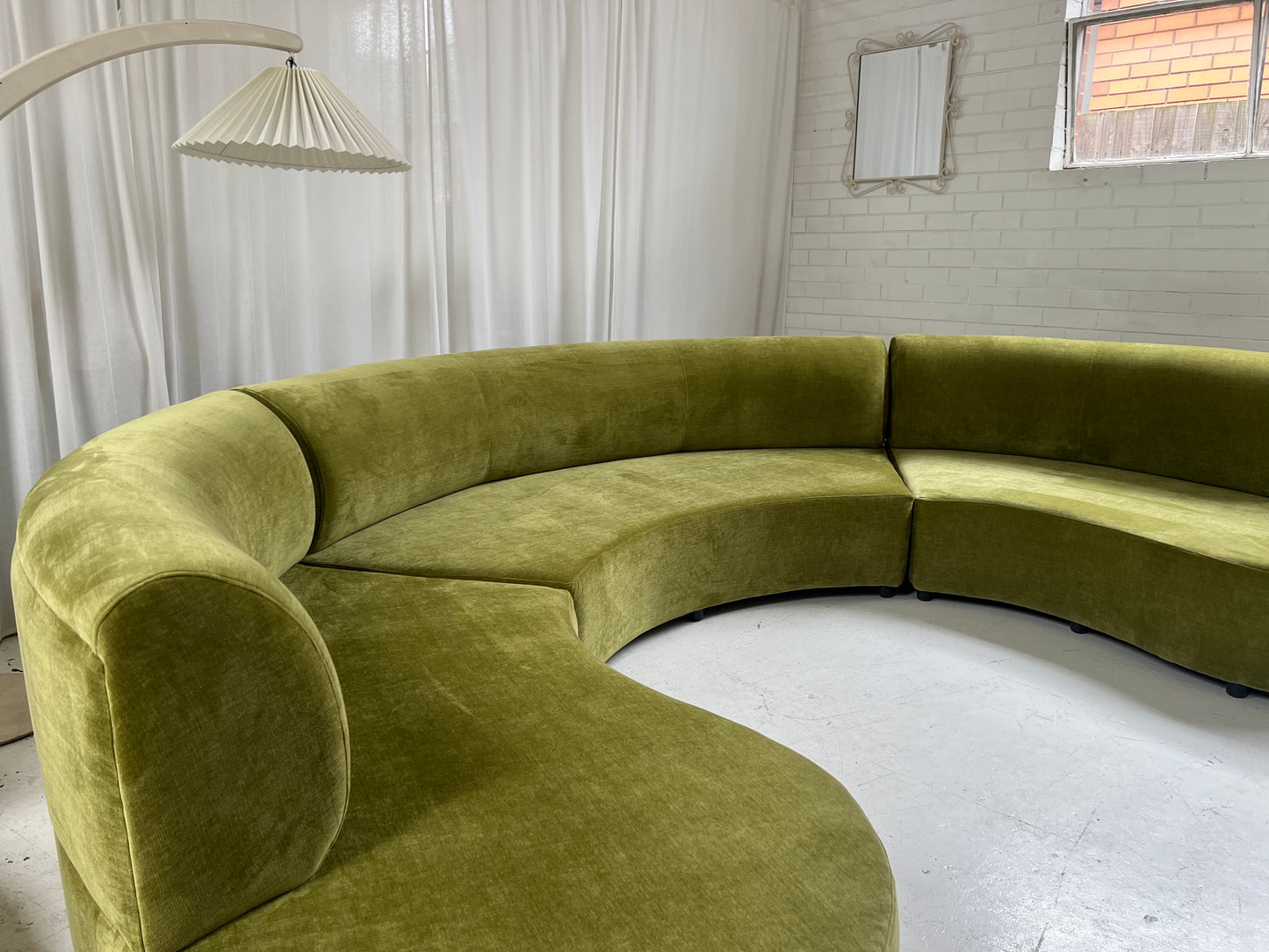 - Bespoke Olive Velvet Curved Modular Sofa