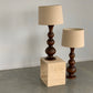 Large Curved Wooden Lamps - Two Available