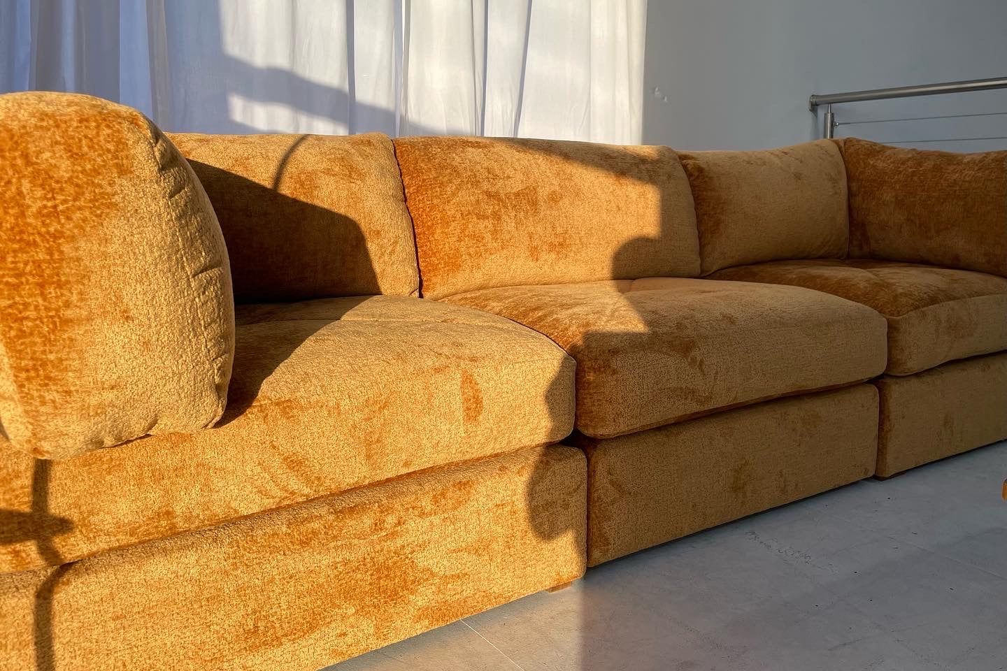 - Burnt Amber Three Piece Modular Sofa