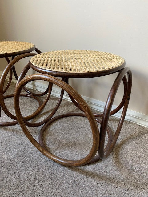 - Bentwood Rattan Stool - One Available