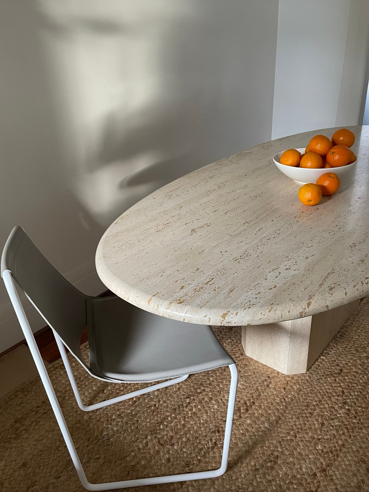 Vintage Oval Travertine Dining Table