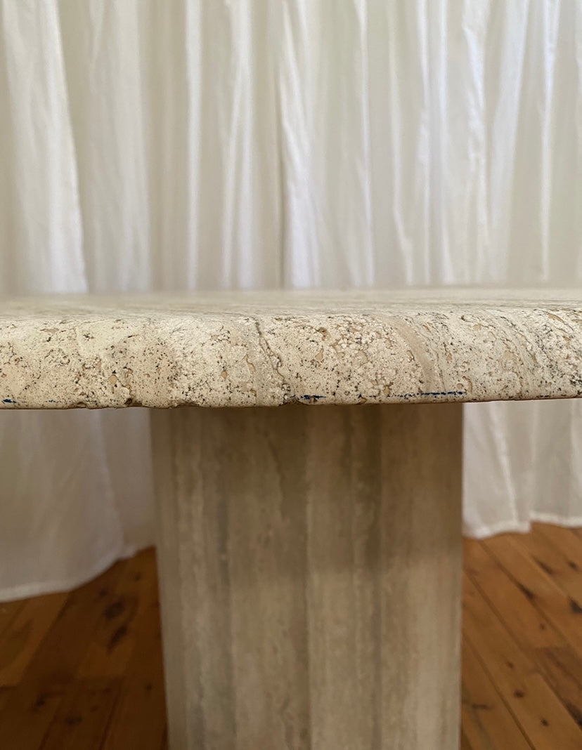 Round Unfilled Travertine Dining Table