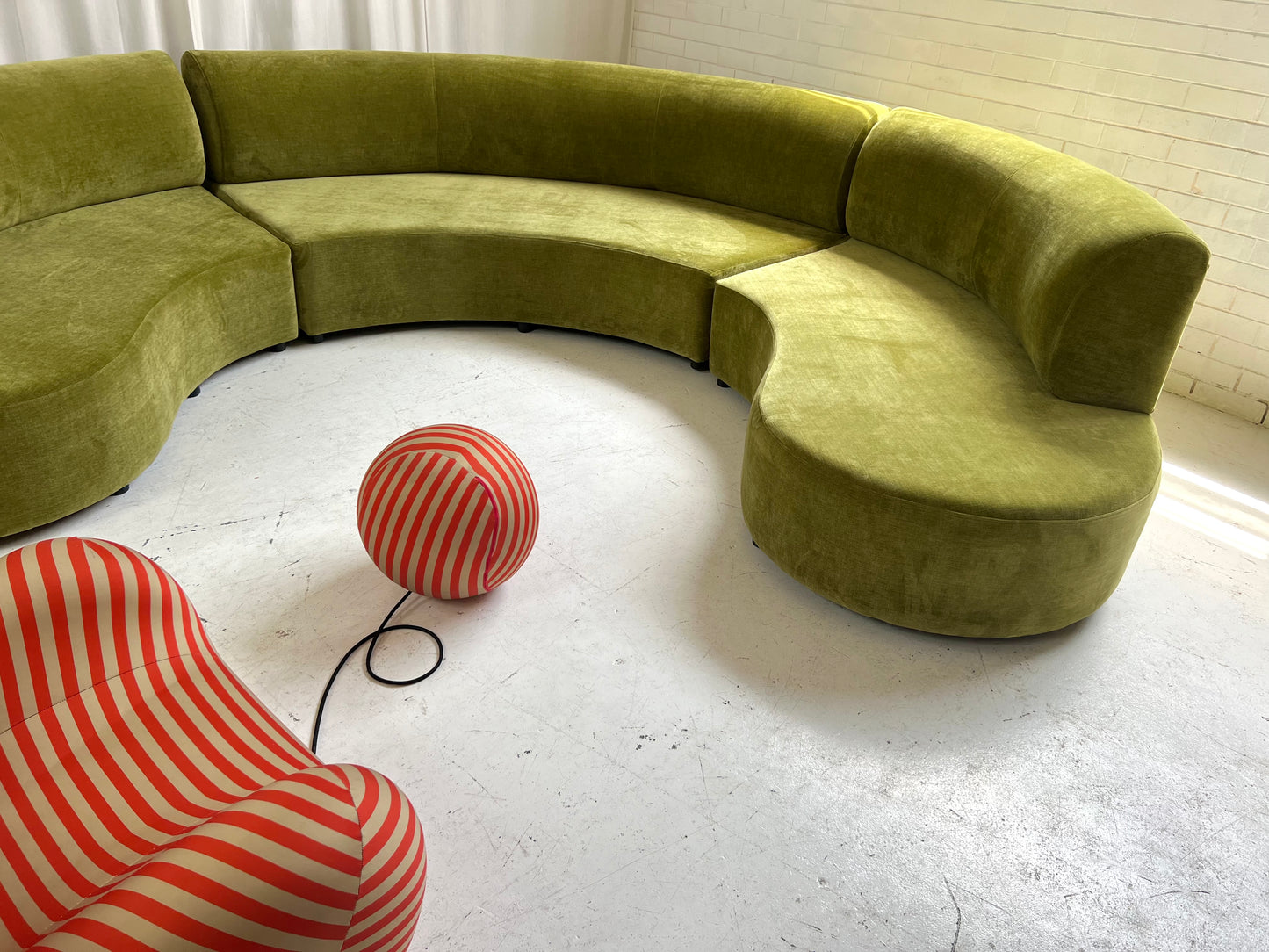- Bespoke Olive Velvet Curved Modular Sofa