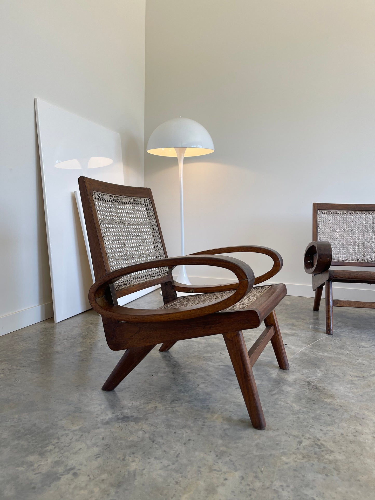 - Vintage Burmese Teak and Rattan Easy Chair - Four Available