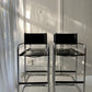 - Set of Two Italian Mart Stam Cantilever Chrome Leather Bar Stools