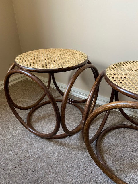 - Bentwood Rattan Stool - One Available