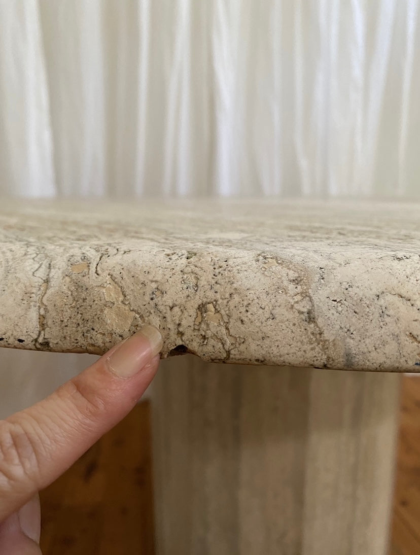 Round Unfilled Travertine Dining Table
