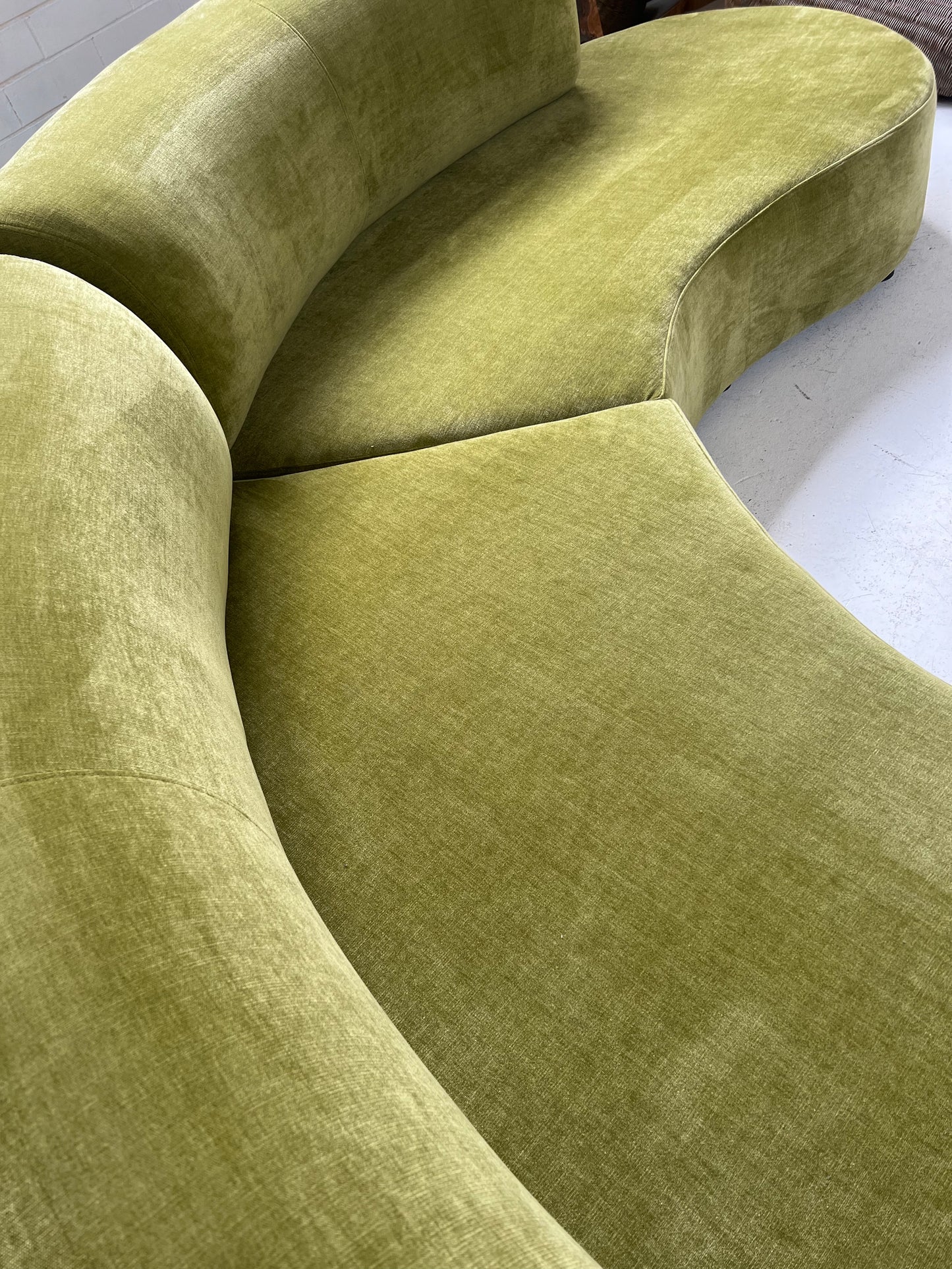 - Bespoke Olive Velvet Curved Modular Sofa