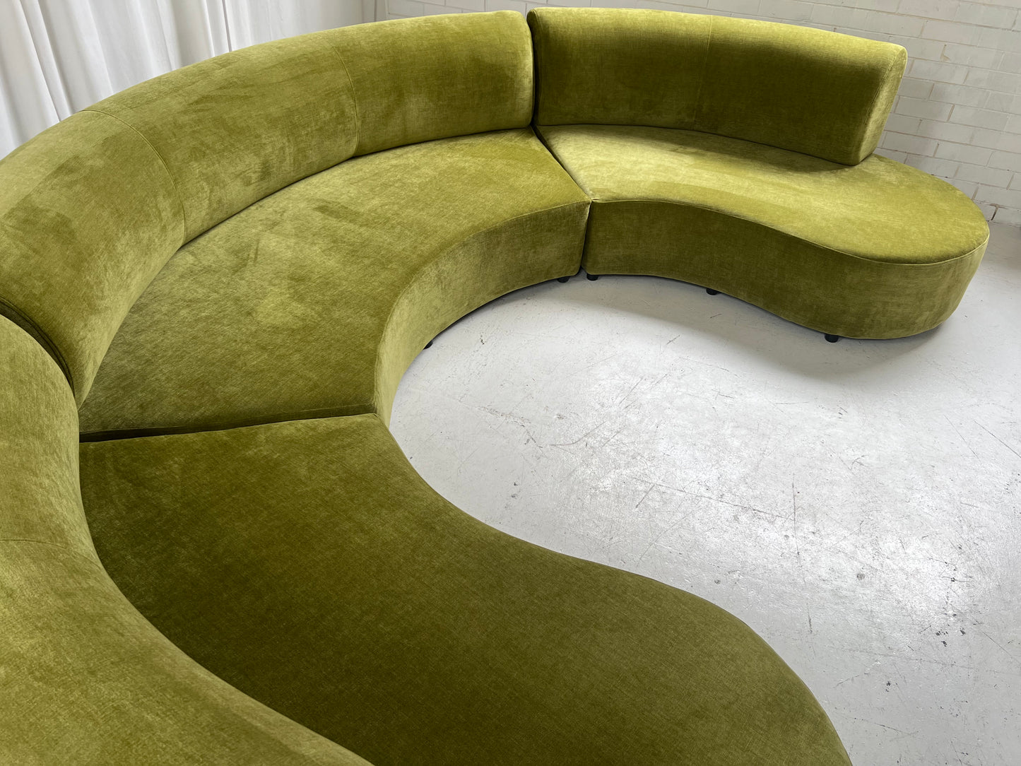 - Bespoke Olive Velvet Curved Modular Sofa