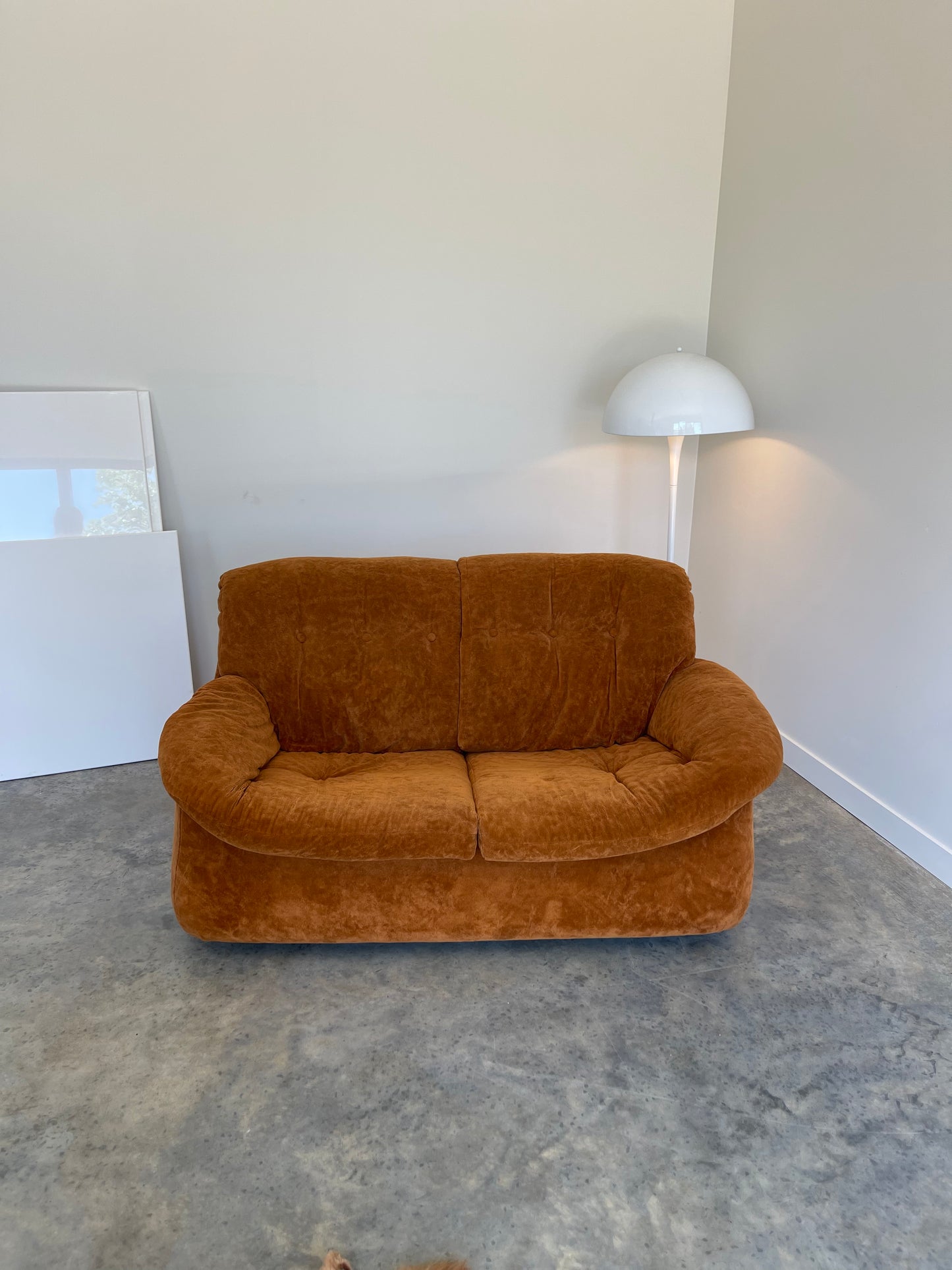 Vintage Burnt Orange Two Seater Sofa