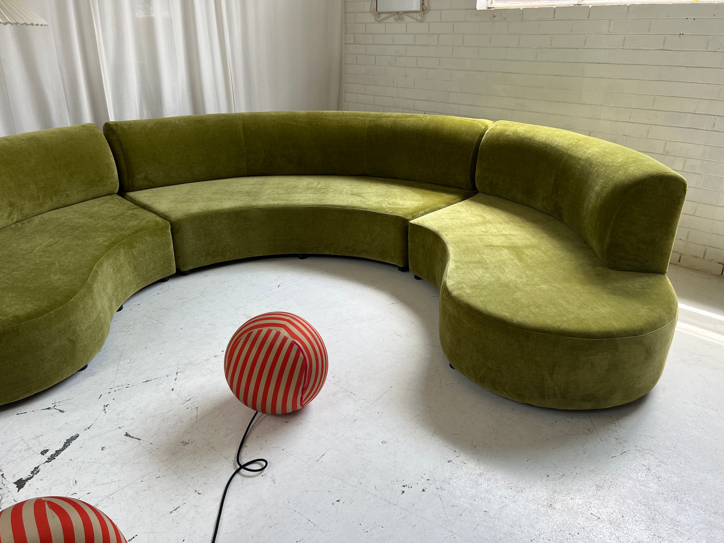 - Bespoke Olive Velvet Curved Modular Sofa