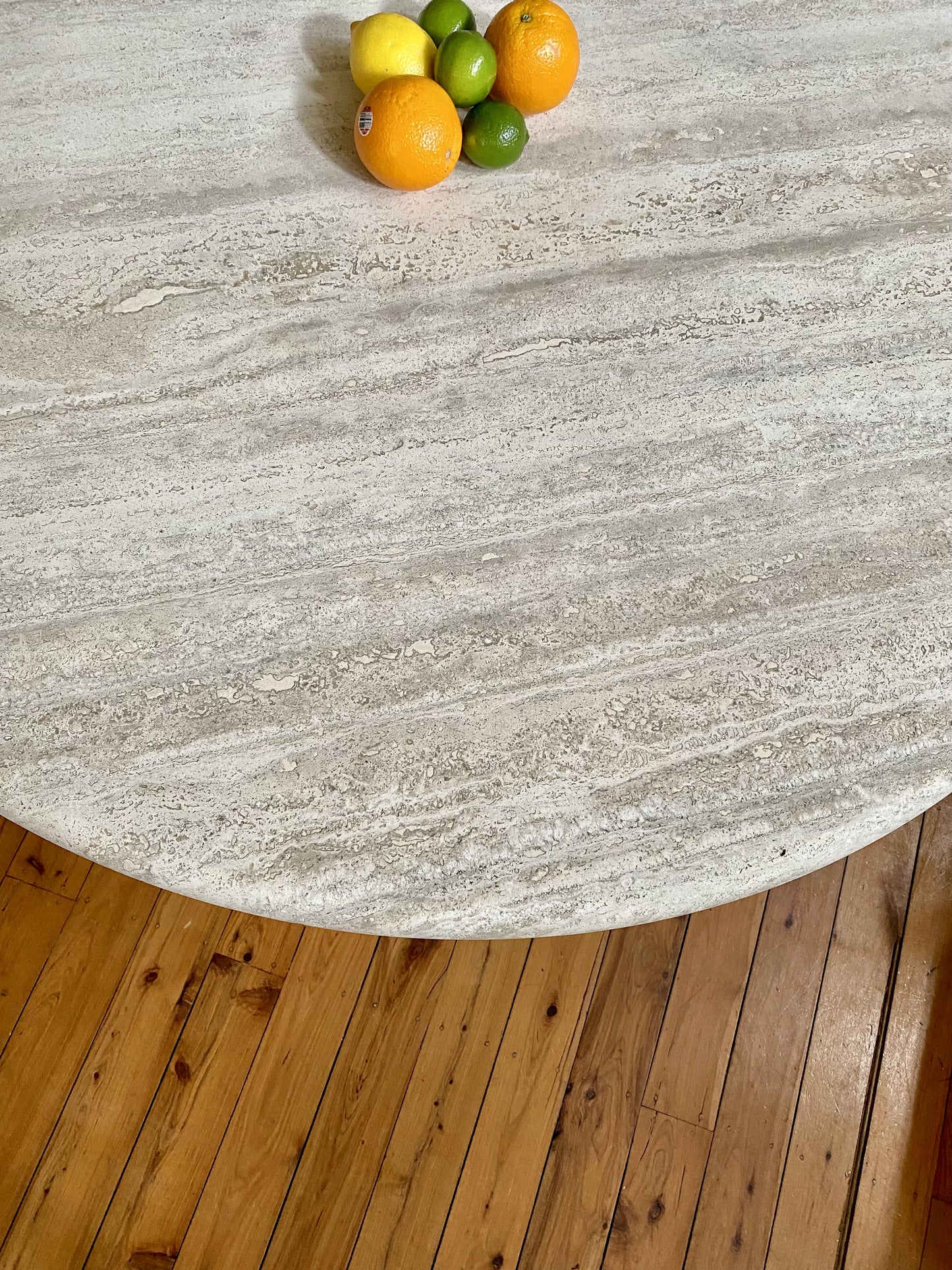 Round Unfilled Travertine Dining Table