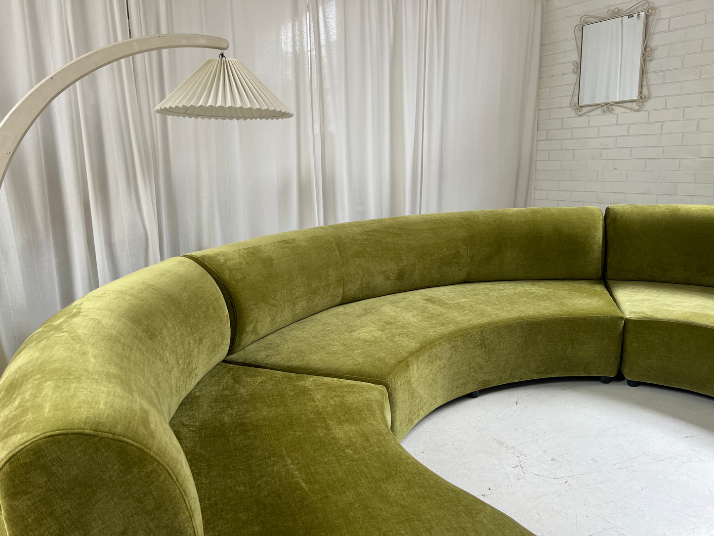 - Bespoke Olive Velvet Curved Modular Sofa
