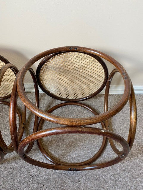 - Bentwood Rattan Stool - One Available