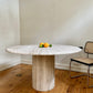 Round Unfilled Travertine Dining Table
