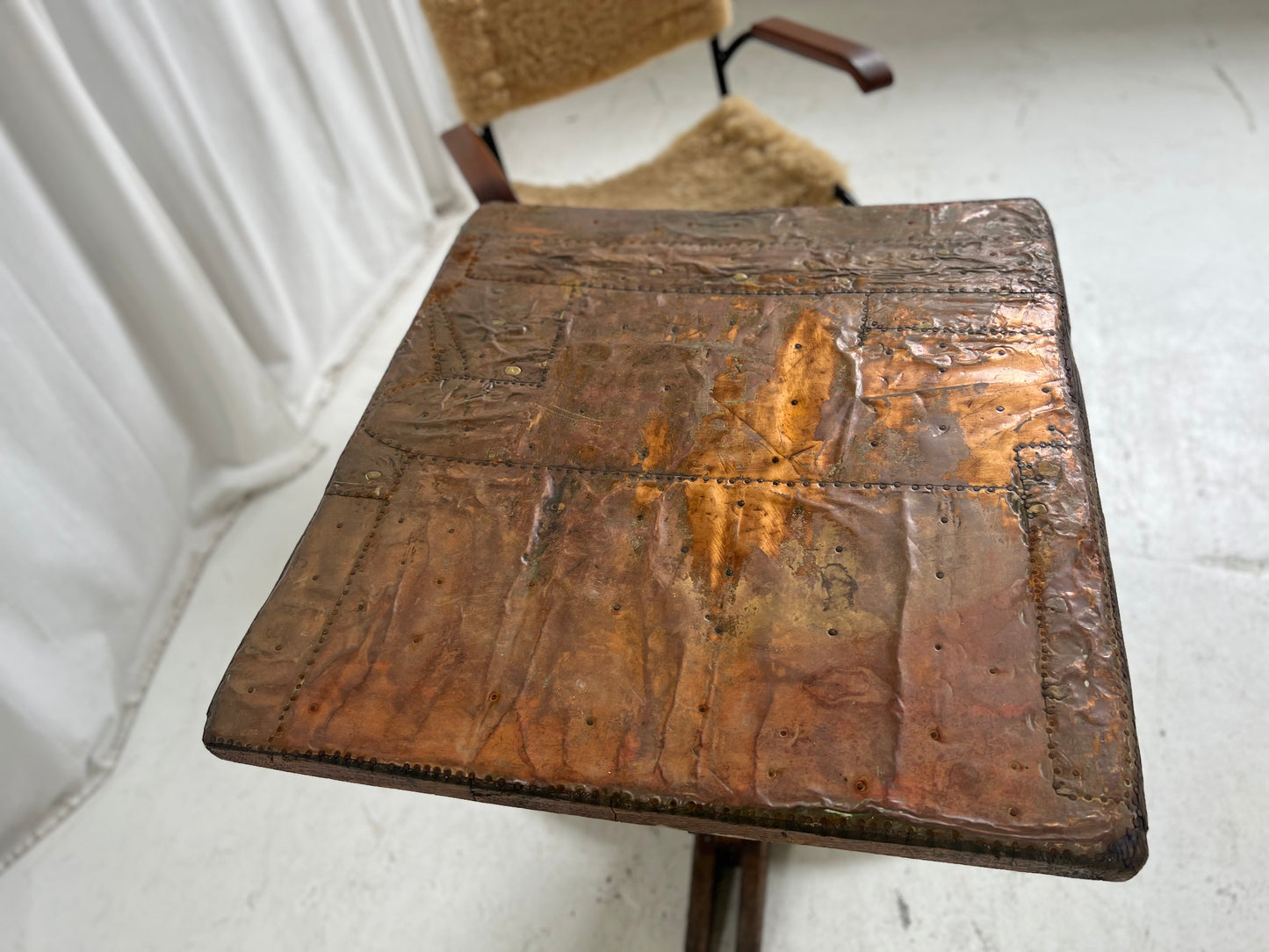 - Vintage Handmade Hammered Copper Table (Table #1)