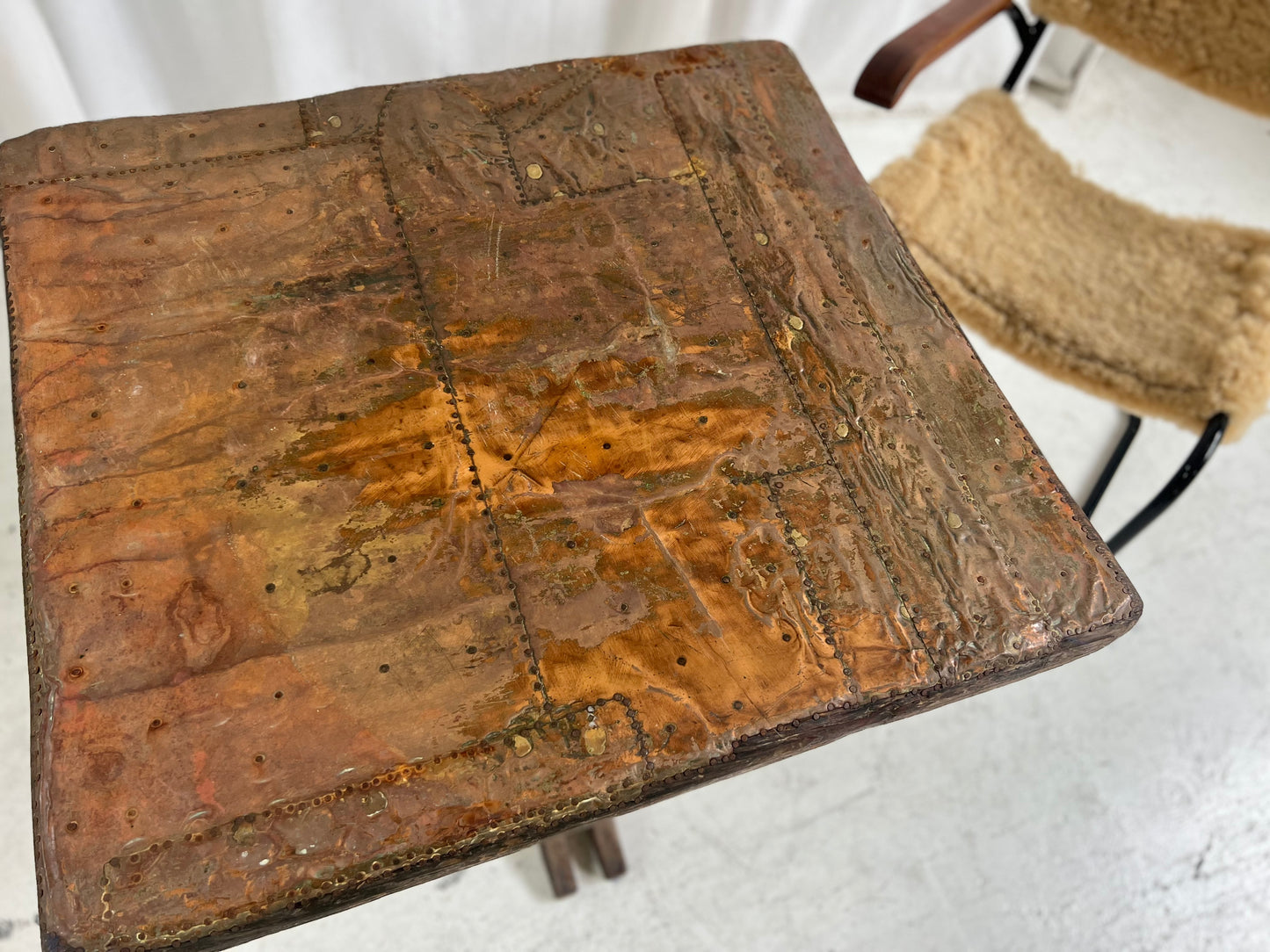 - Vintage Handmade Hammered Copper Table (Table #1)