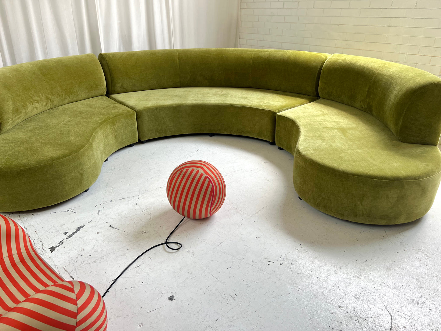 - Bespoke Olive Velvet Curved Modular Sofa