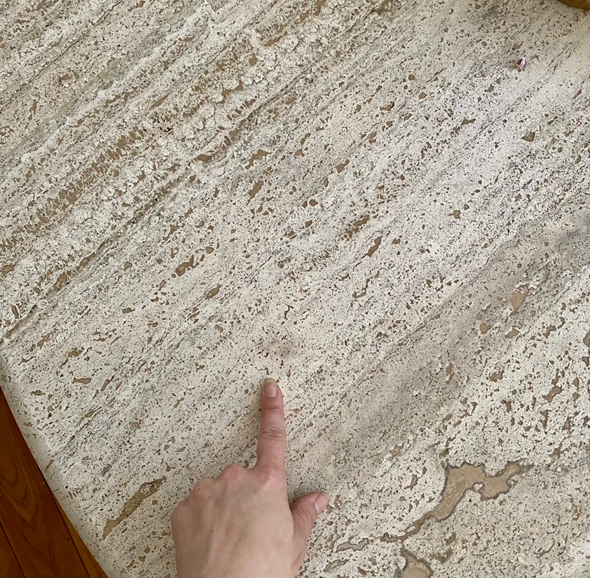 Round Unfilled Travertine Dining Table