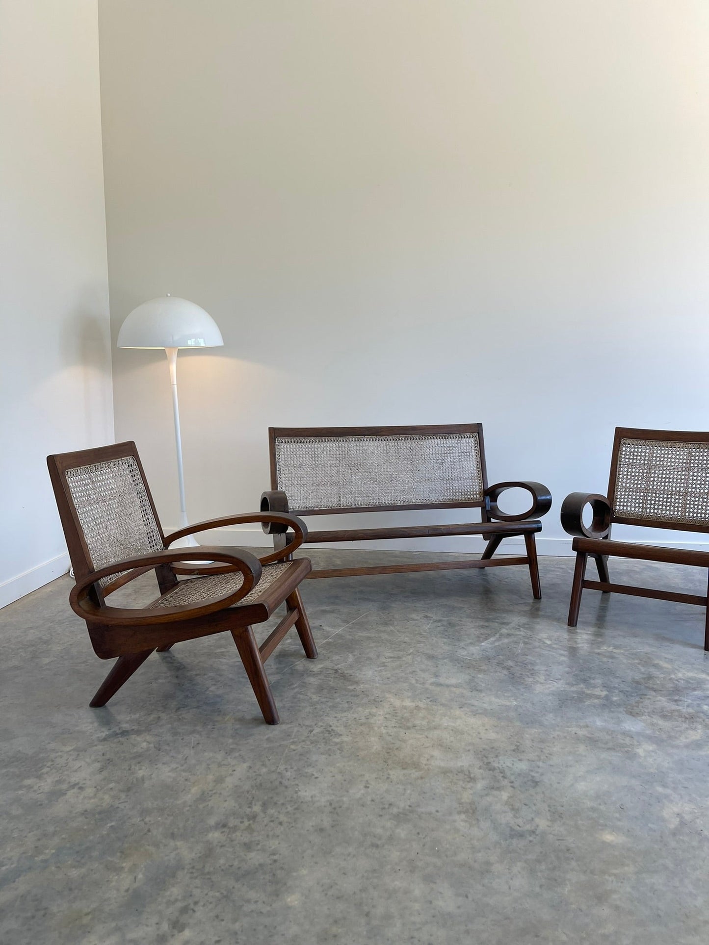 - Vintage Burmese Teak and Rattan Easy Chair - Four Available