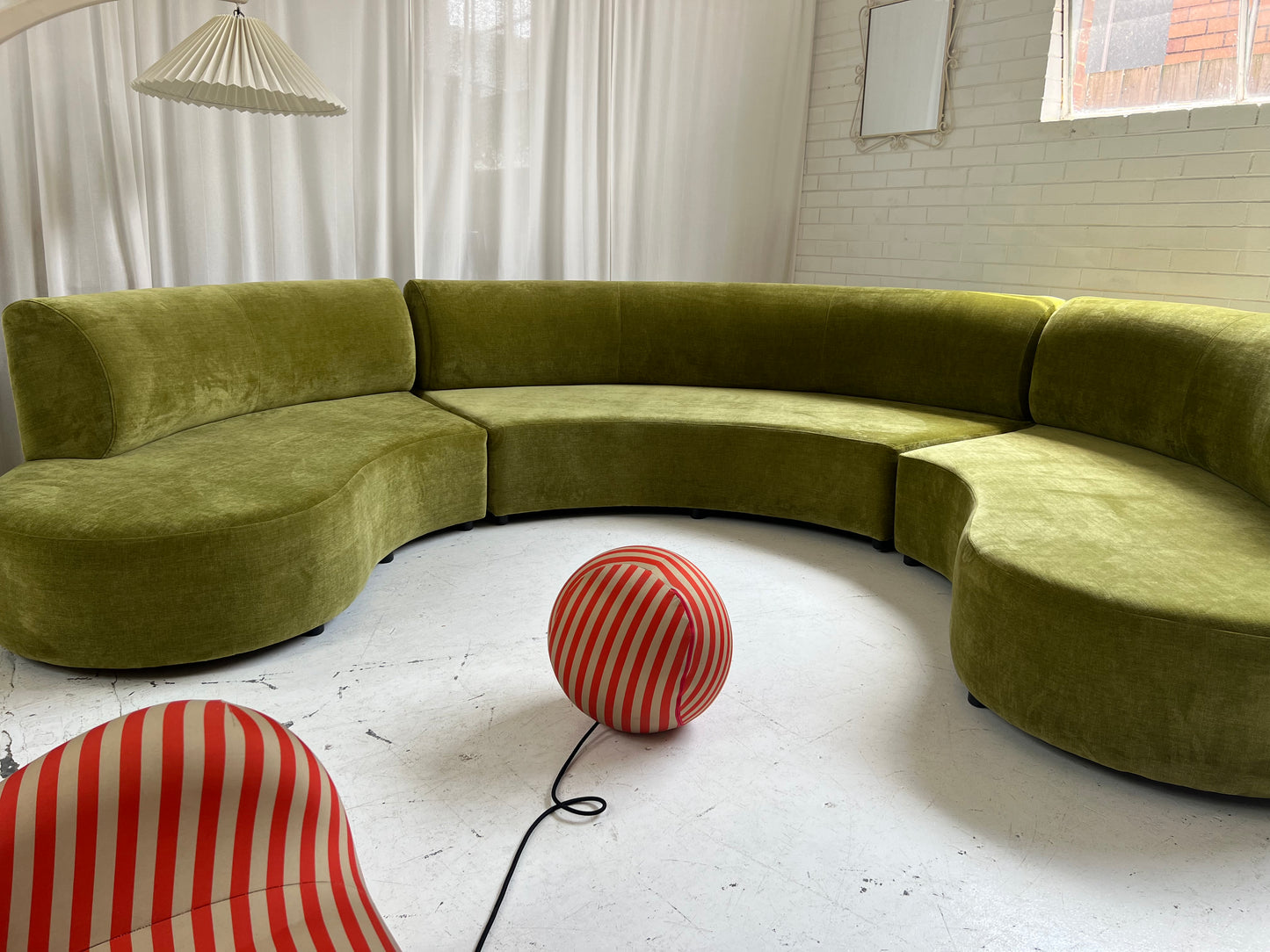 - Bespoke Olive Velvet Curved Modular Sofa