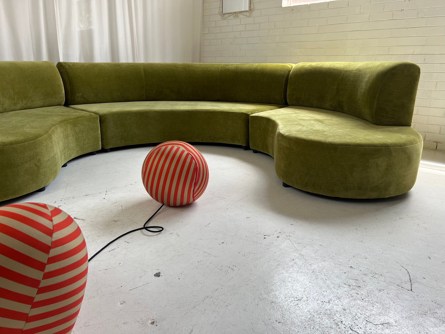 - Bespoke Olive Velvet Curved Modular Sofa