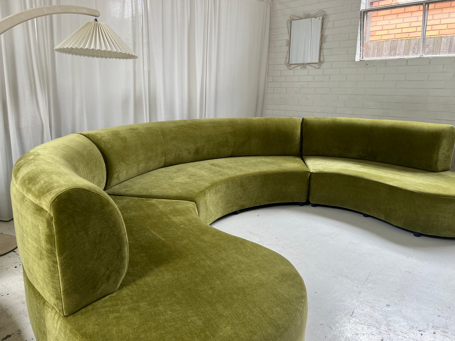 - Bespoke Olive Velvet Curved Modular Sofa