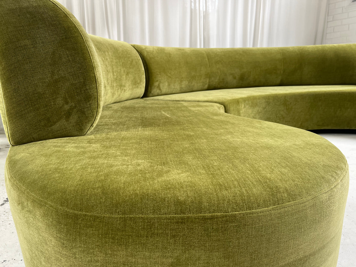 - Bespoke Olive Velvet Curved Modular Sofa