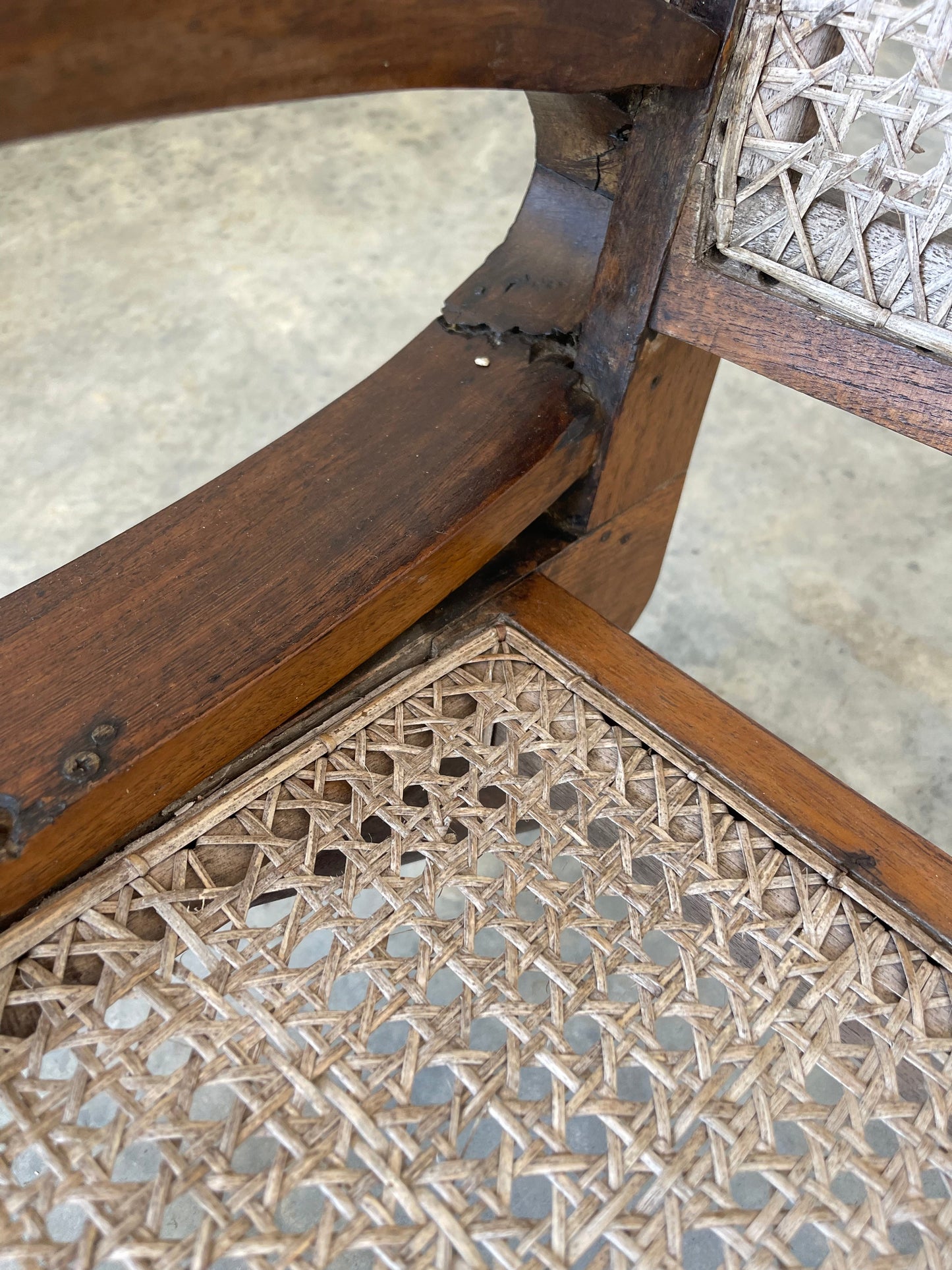 - Vintage Burmese Teak and Rattan Easy Chair - Four Available