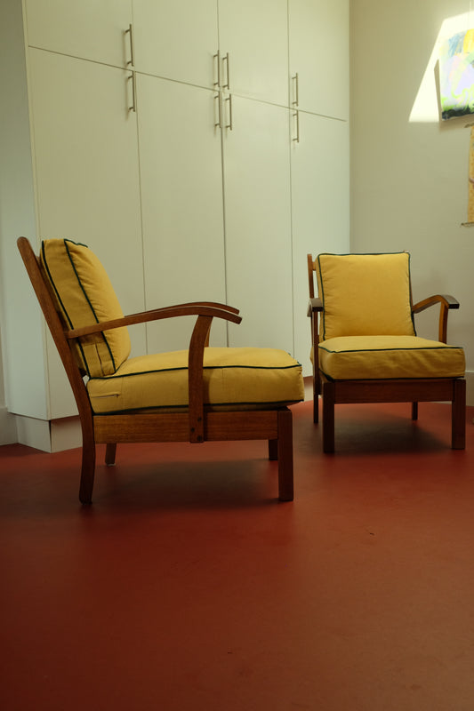 - Set of Two Mid Century Sunshine Armchairs