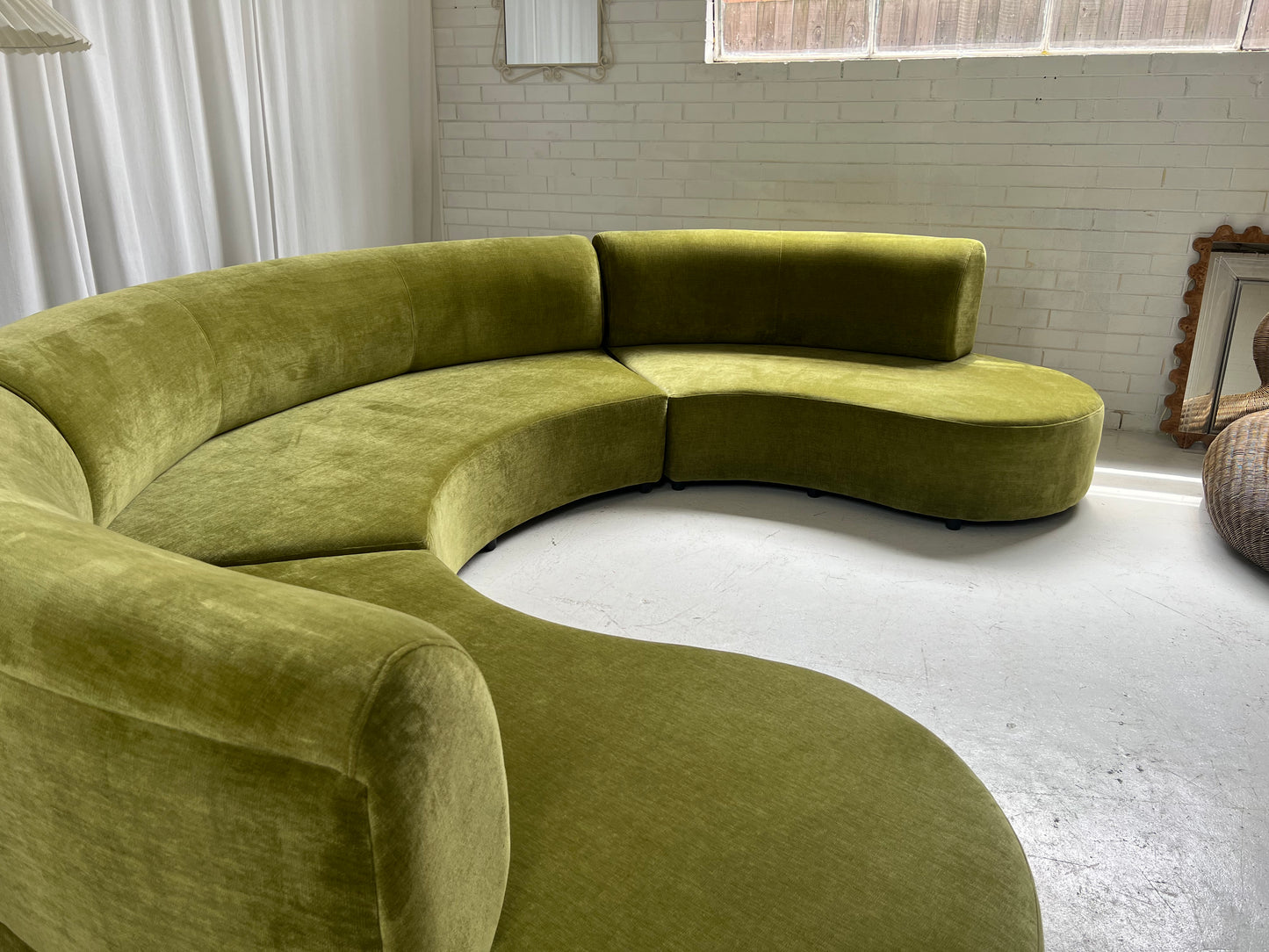 - Bespoke Olive Velvet Curved Modular Sofa