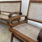 - Vintage Burmese Teak and Rattan Love Seat