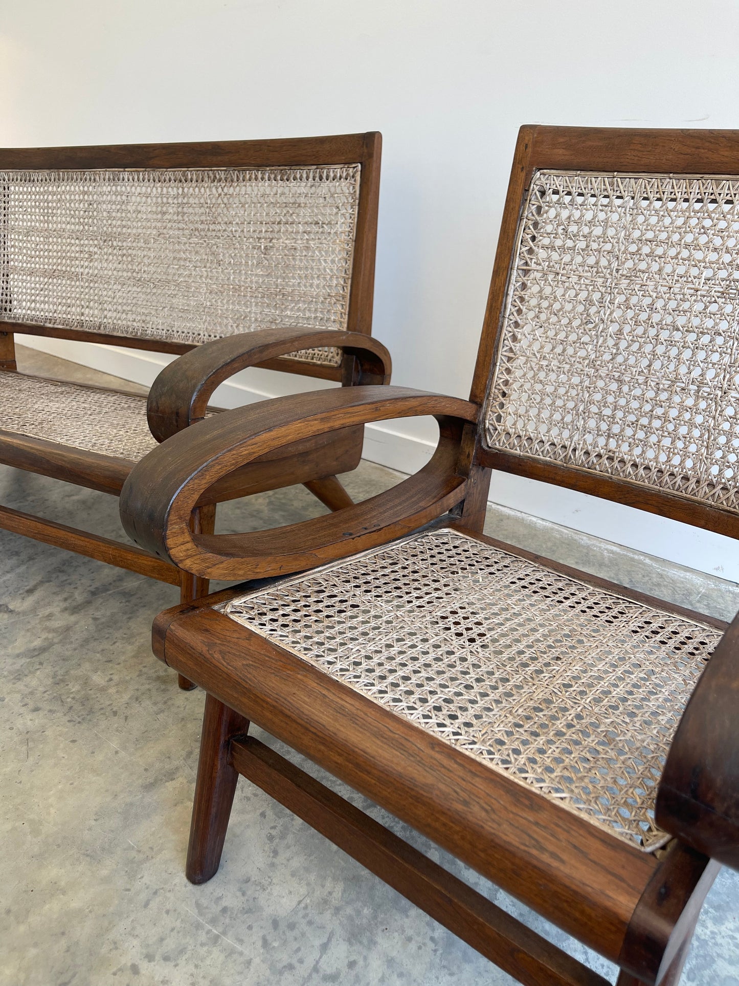 - Vintage Burmese Teak and Rattan Easy Chair - Four Available