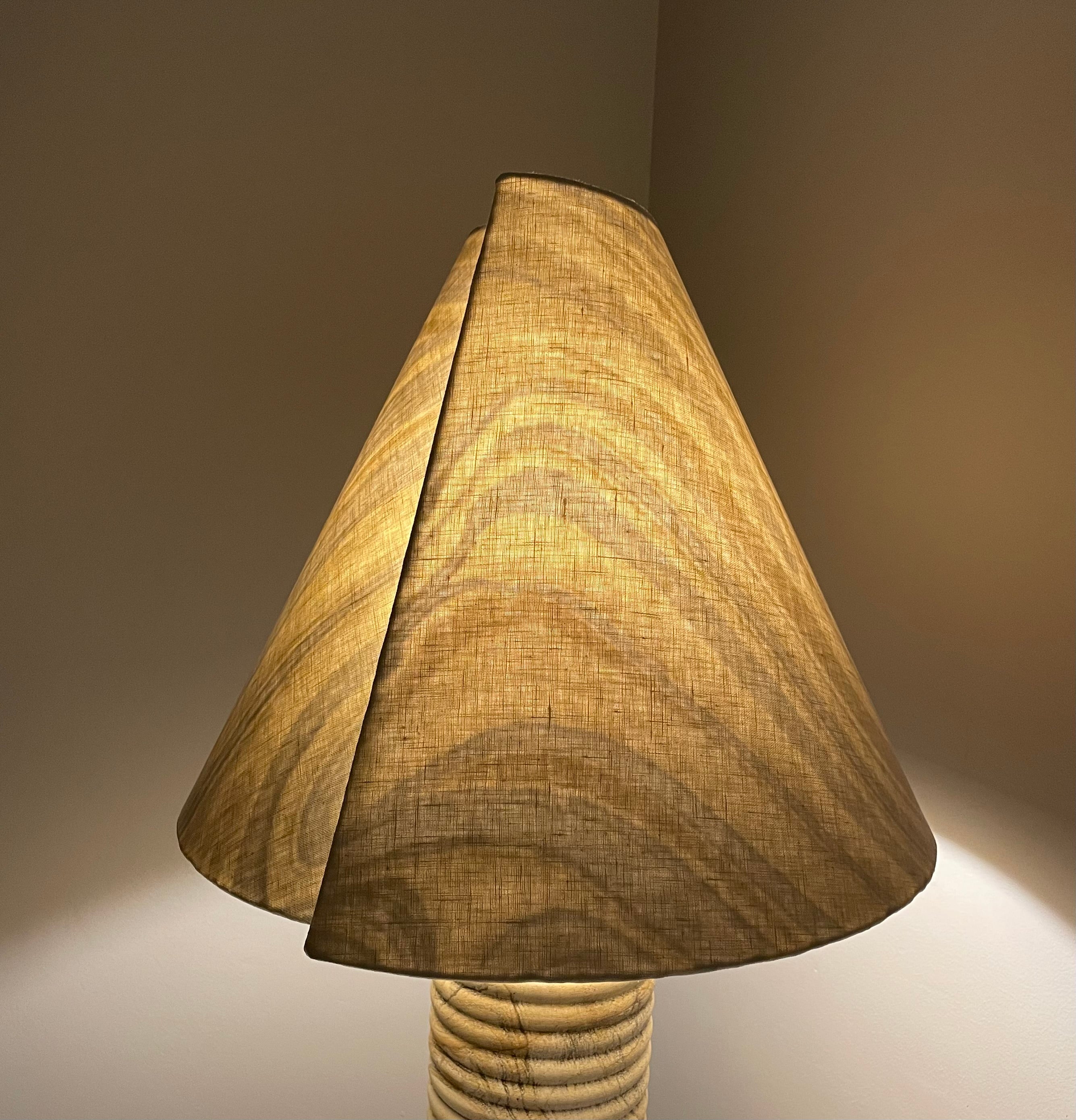 Sandstone Table Lamp with Split Shade in Kelly Wearstler Fabric