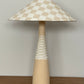 - Tall Ceramic Lamp with Oat Studio Capital Checks Fabric Shade