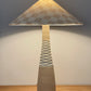 - Tall Ceramic Lamp with Oat Studio Capital Checks Fabric Shade
