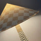 - Tall Ceramic Lamp with Oat Studio Capital Checks Fabric Shade
