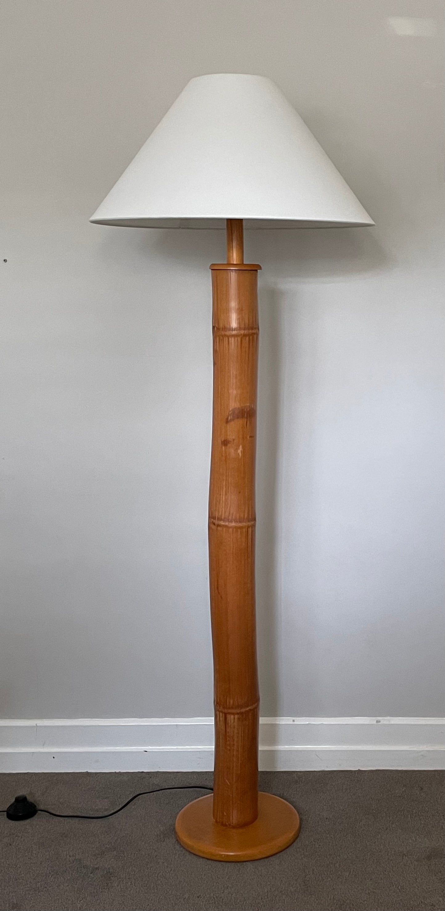 - Bamboo Floor Lamp with White Shade