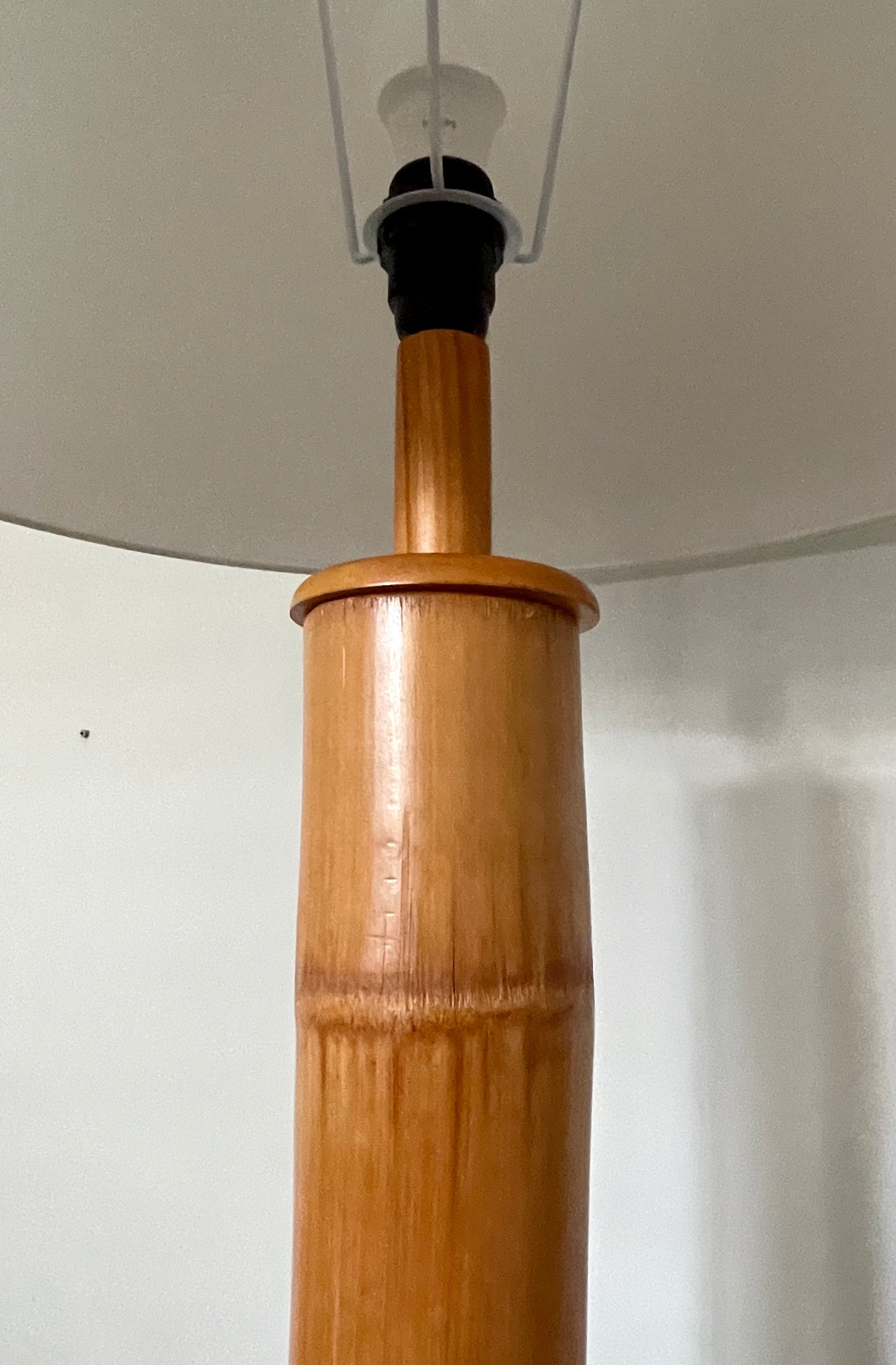 - Bamboo Floor Lamp with White Shade
