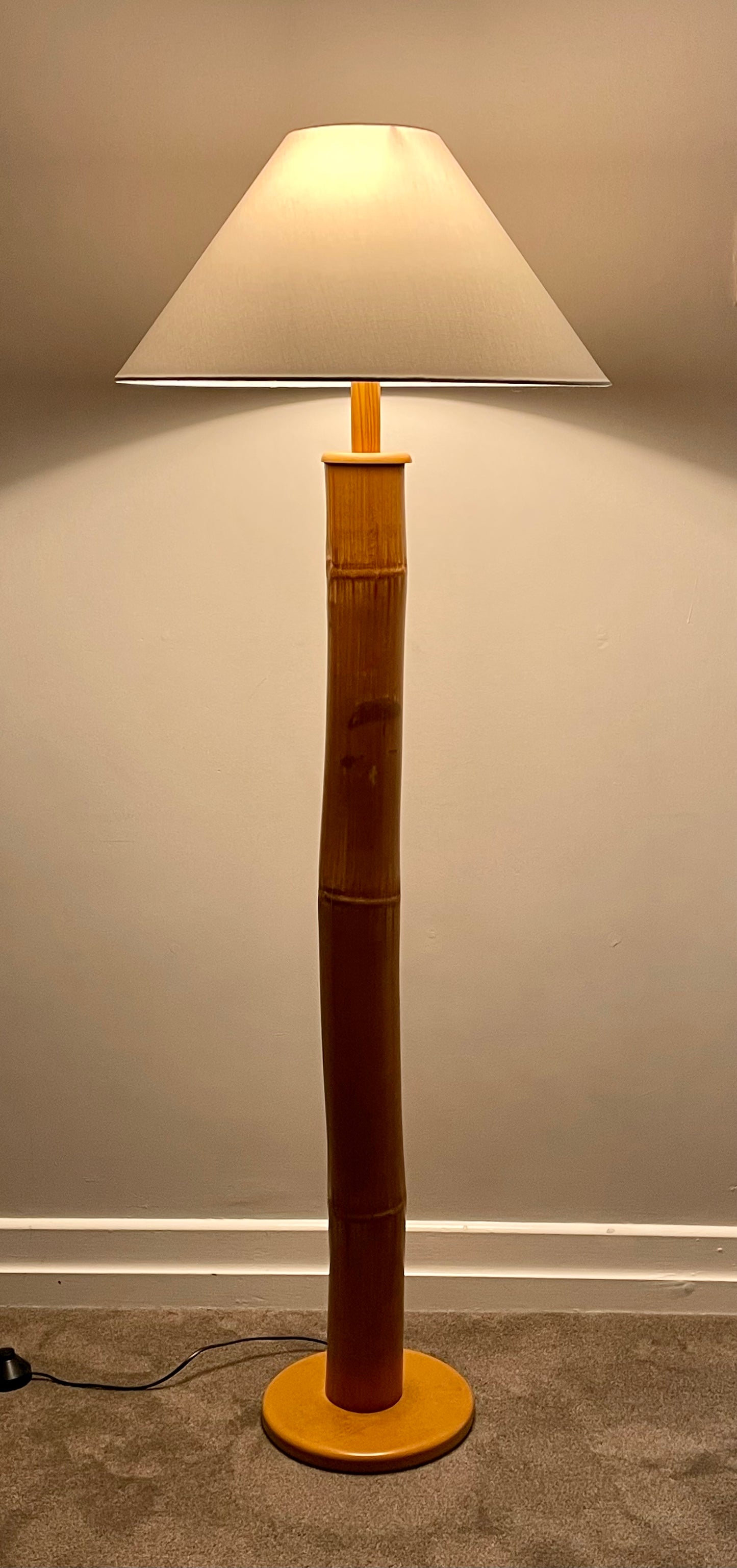 - Bamboo Floor Lamp with White Shade