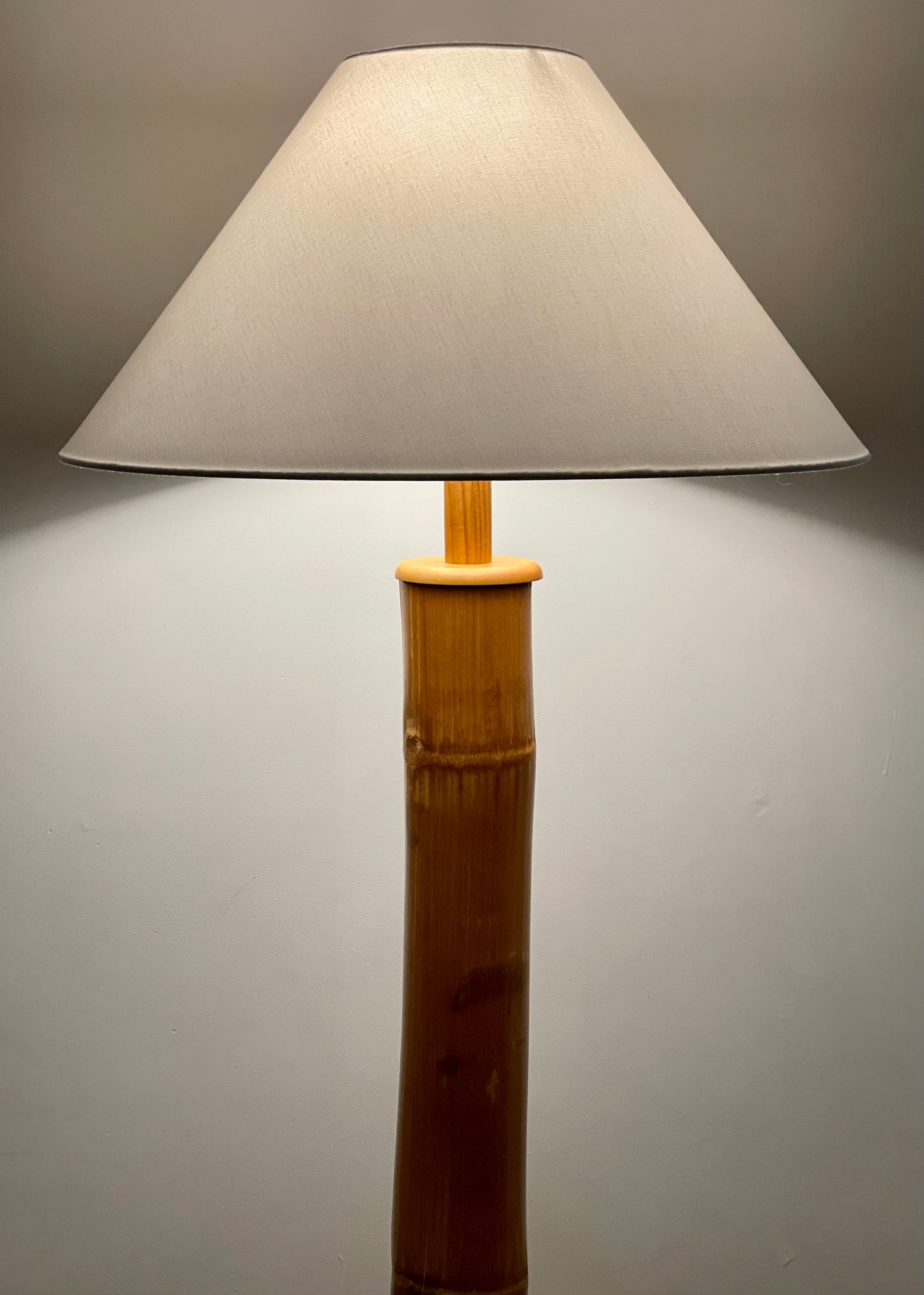 - Bamboo Floor Lamp with White Shade