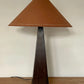 - Timber Table Lamp with Warm Brown Linen Shade