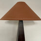 - Timber Table Lamp with Warm Brown Linen Shade