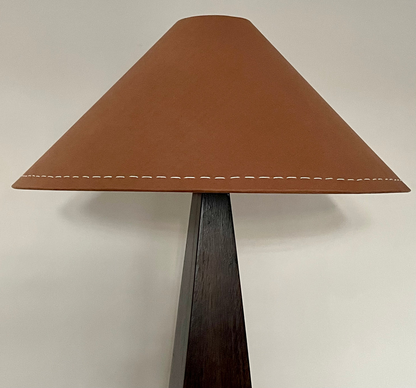 - Timber Table Lamp with Warm Brown Linen Shade